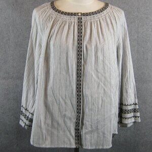 J. Jill Cotton Gauze Popover Embroidered Top MT NWT